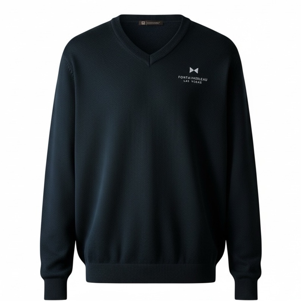 Las Vegas Casino FONTAINEBLEAU Las Vegas Navy Pullover Cardigan XL/TG NWOT